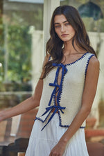 KNIT VEST TIE DETAIL-NAVY