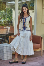 TIERED MIDI SKIRT-WHITE