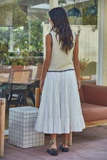 TIERED MIDI SKIRT-WHITE
