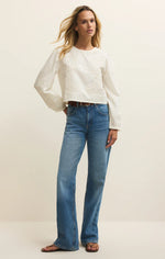 TATIANA EMBROIDERED CROPPED TOP-WHITE