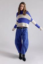 OPAL ROLLNECK STRIPED SWEATER-COLBALT COMBO