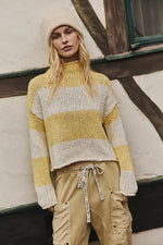 OPAL ROLLNECK STRIPED SWEATER-LEMON COMBO