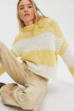 OPAL ROLLNECK STRIPED SWEATER-LEMON COMBO