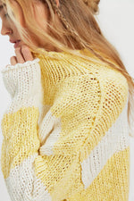 OPAL ROLLNECK STRIPED SWEATER-LEMON COMBO