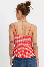 SUNDANCE TANK-RED GINGHAM