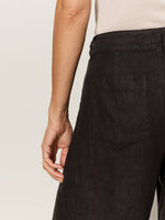 THE LINEN MARINE WIDE LEG SEMI-HIGH RISE PANT - BLACK