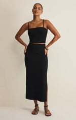 AINSLIE MIDI SKIRT - BLACK