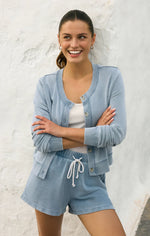 HUNTER KNIT DENIM SHORT - OCEAN AIR INDIGO