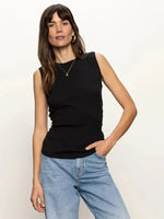RUCHED RIB TANK-BLACK