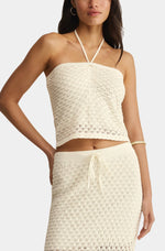 WINDSWEPT CROCHET HALTER TOP - CLOUD