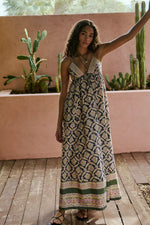 Sorrento Stroll Printed Maxi Dress-Blueberry Combo