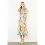 FLUTTER SLEEVE FLORAL DRESS-YELLOW MULTI