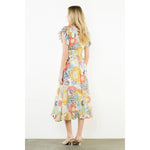 FLUTTER SLEEVE FLORAL DRESS-YELLOW MULTI