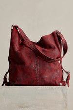 DALLAS DISTRESSED SUEDE BAG-SANDBLASTED RED