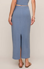 Gail Jersey Denim Midi Skirt - Santorini Indigo
