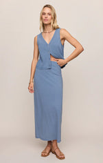 Gail Jersey Denim Midi Skirt - Santorini Indigo