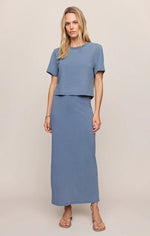 Gail Jersey Denim Midi Skirt - Santorini Indigo