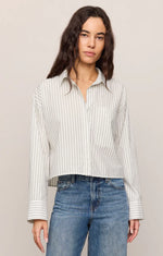 Favorite Striped Button Up Top - White