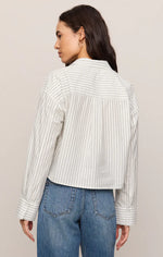 Favorite Striped Button Up Top - White