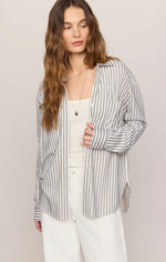 Reese Button Up Stripe Top - Eclipse