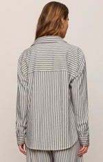 Reese Button Up Stripe Top - Eclipse