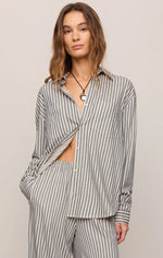 Reese Button Up Stripe Top - Eclipse