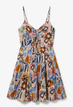 PRINTED MINI DRESS W/CUT-OUT