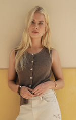 SYD LINEN KNIT TANK VEST-PEBBLE COAST