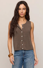 SYD LINEN KNIT TANK VEST-PEBBLE COAST