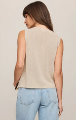 SYD LINEN KNIT TANK VEST-SANDSTONE