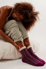 Rosebud Waffle Knit Ankle - Dahlia