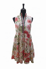 Floral Sleeveless Flowy Dress - Cream