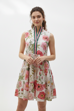 Floral Sleeveless Flowy Dress - Cream