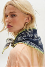 Carmen Knitted Triangle Bandana - Denim Jeans