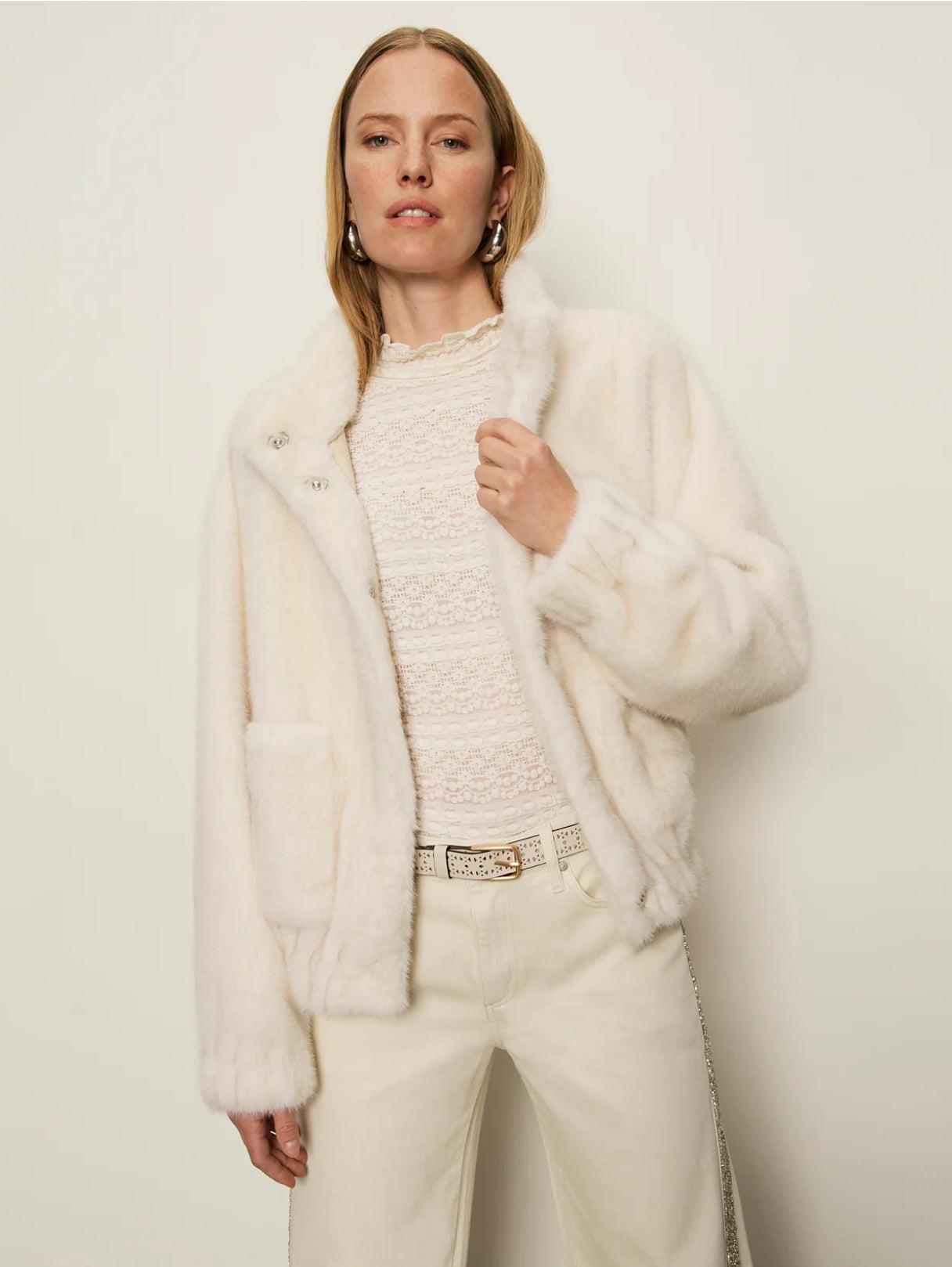 COCO FUR JACKET-ALMOND CREAM