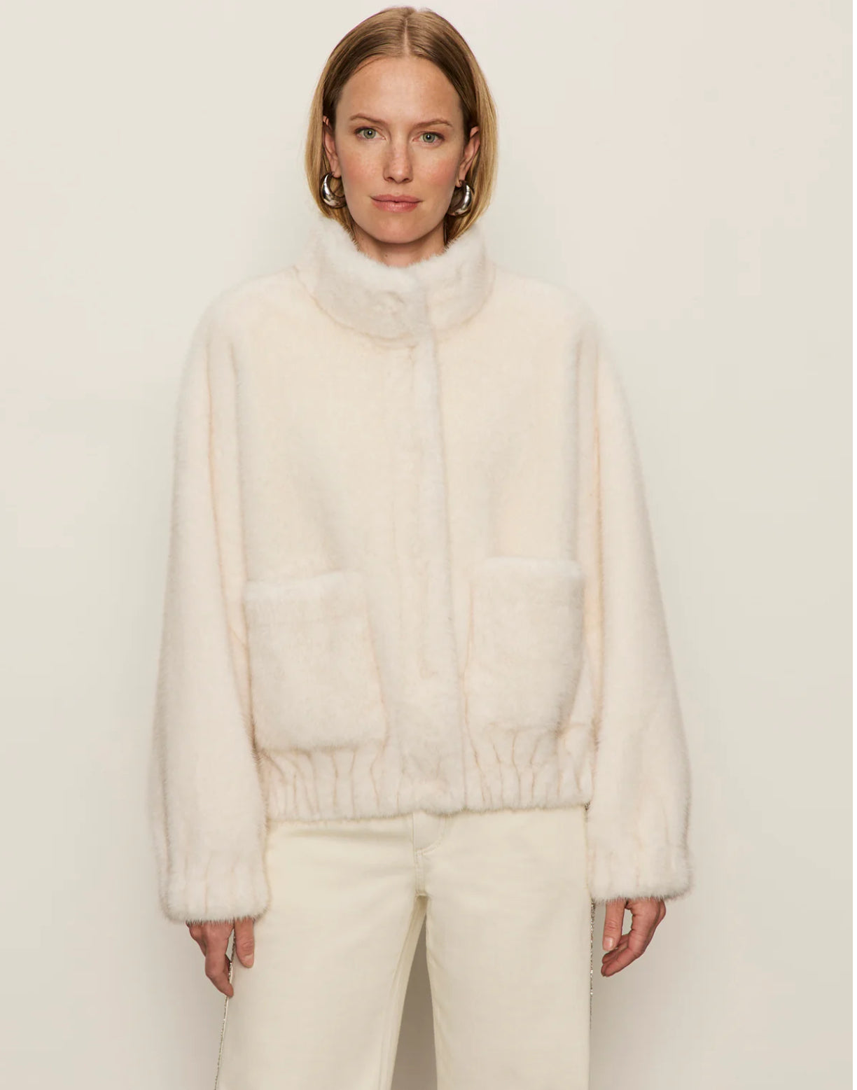 COCO FUR JACKET-ALMOND CREAM