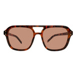 I SEA Monaco sunglasses in tortoiseshell with peach/brown lenses, front view showing double bridge and gold rivet accents