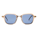 I-SEA Riley sunglasses in taupe transparent frame with navy blue polarized lenses, front view on white background