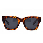 I SEA Jolene sunglasses in tortoise shell acetate frame with dark smoke polarized lenses, front view on white background