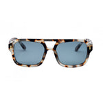 I SEA Royal sunglasses in Snow Tort with navy polarized lenses, square aviator frame, tortoise acetate, front view