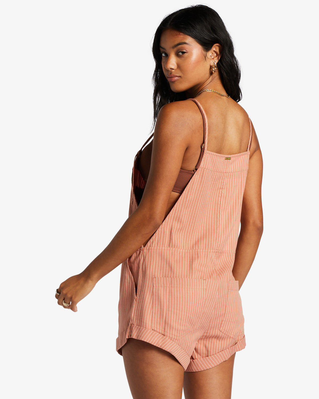 WILD PURSUIT OVERALL ROMPER - PINK STRIPED