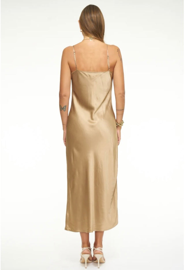 MARI V NECK SLIP DRESS - MUSHROOM