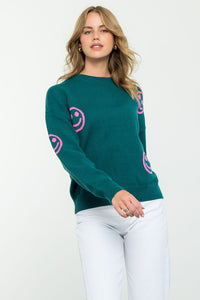 SMILEY SWEATER-TEAL