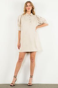 VEGAN SUEDE DRESS-CREAM