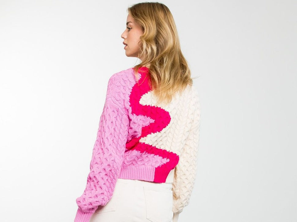 TWO TONED SWEATER-PINK
