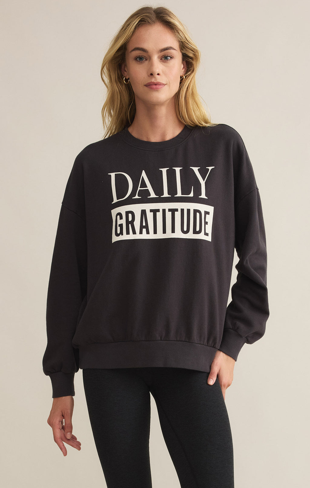 DAILY GRATITUDE SWEATSHIRT- BLACK SAND