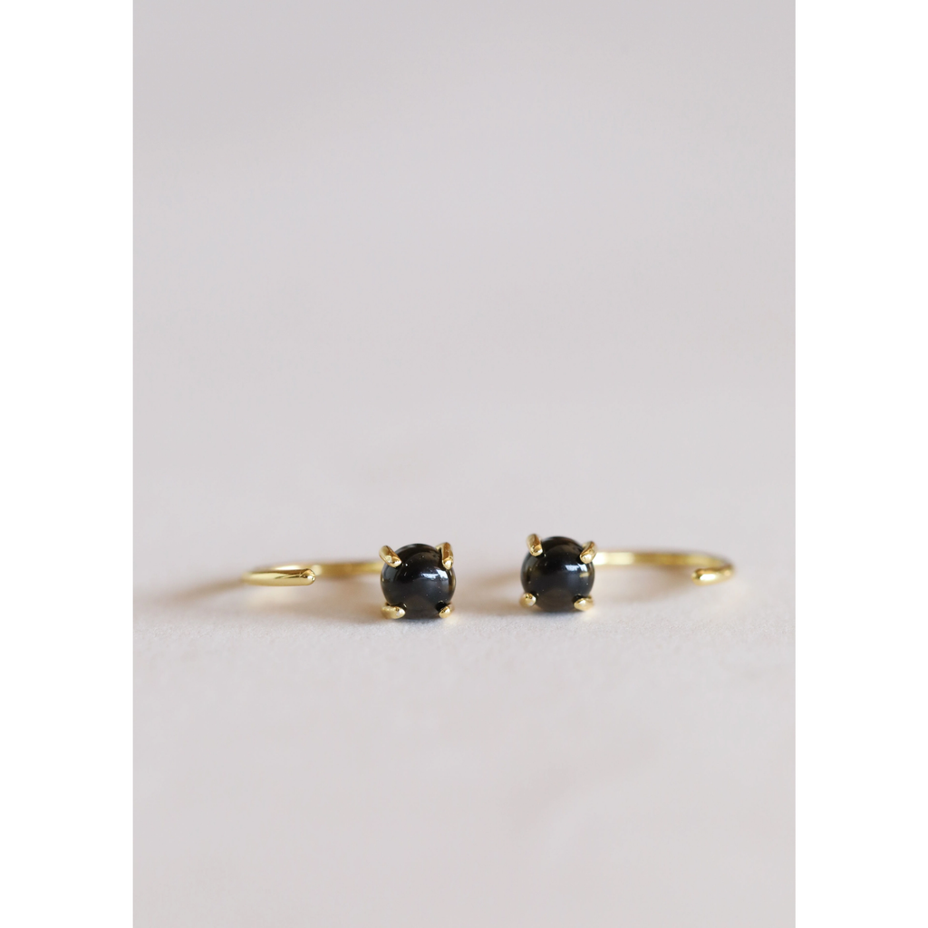 Obsidian Huggie Earrings