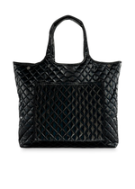 QUILTED PUFFER TOTE-REFLECTIVE BLACK