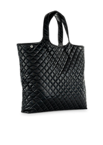 QUILTED PUFFER TOTE-REFLECTIVE BLACK