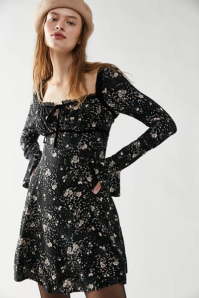 free people tess mini dress Free People Tess Mini Dress in Black Combo